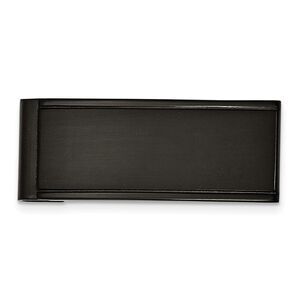 Men's Black-plated Stainless Steel Grooved Edge Money Clip